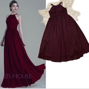 JJ’s house halter prom bridesmaid burgundy dress
